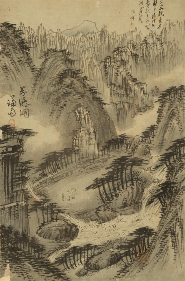 정선, 만폭동도(萬瀑洞圖), 《겸현신품첩謙玄神品帖》, 18세기, 비단에 수묵담채, 33.3×22.0cm, 서울대학교박물관 소장